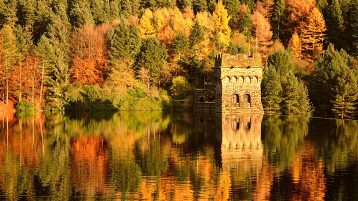 Small Lake Fortress Autumn Mac Wallpaper