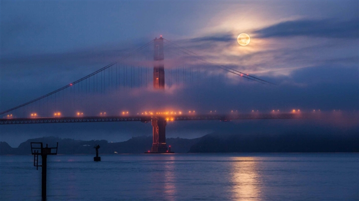 Moon Rising Over San Francisco Mac Wallpaper