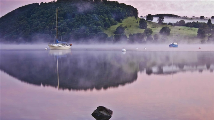 Morning Lake Mist Mac Wallpaper