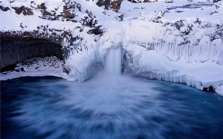 Iceland winter waterfall Mac Wallpaper
