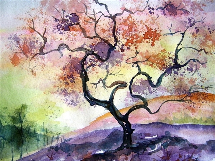 Watercolor Tree Painting Mac Wallpaper