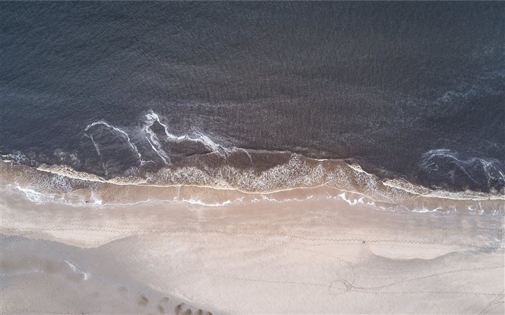 Sea washing ashore drone ... Mac Wallpaper