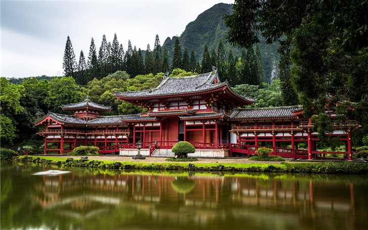Red Japanese temple Mac Wallpaper