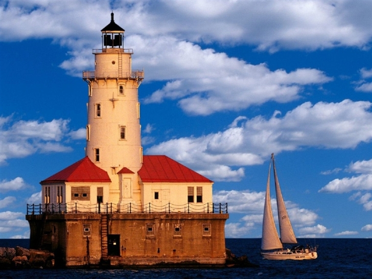 Chicago Yacht Lighthouse Mac Wallpaper