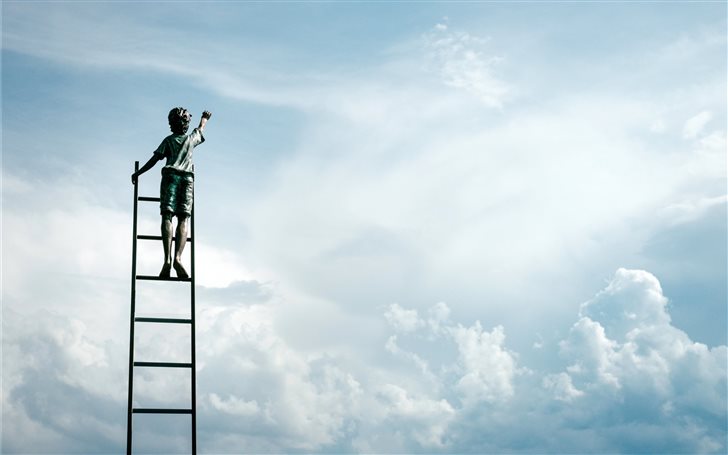 Ladder to sky clouds Mac Wallpaper