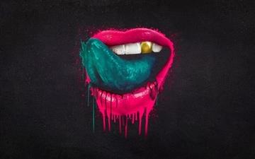 Red lips and green tongue All Mac wallpaper