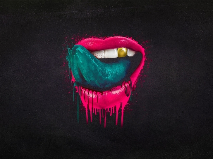 Red lips and green tongue Mac Wallpaper