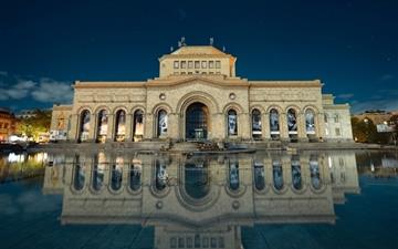 Armenia yerevan building reflection in water All Mac wallpaper