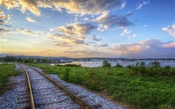 Railroads sunset landscapes All Mac wallpaper