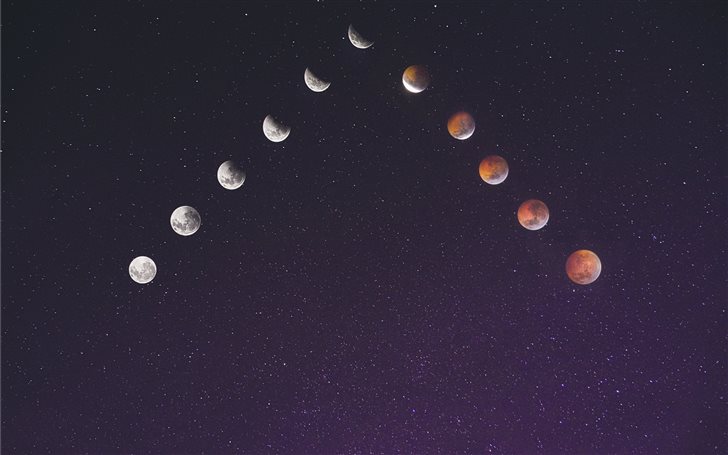 time lapse photography of assorted moon illustrati Mac Wallpaper