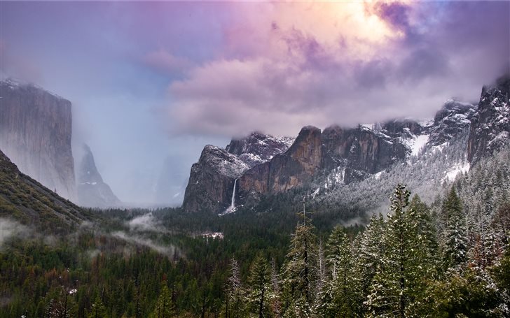 snow covered mountain under gray clouds during day Mac Wallpaper