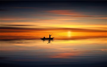 silhouette photo of person on boat All Mac wallpaper