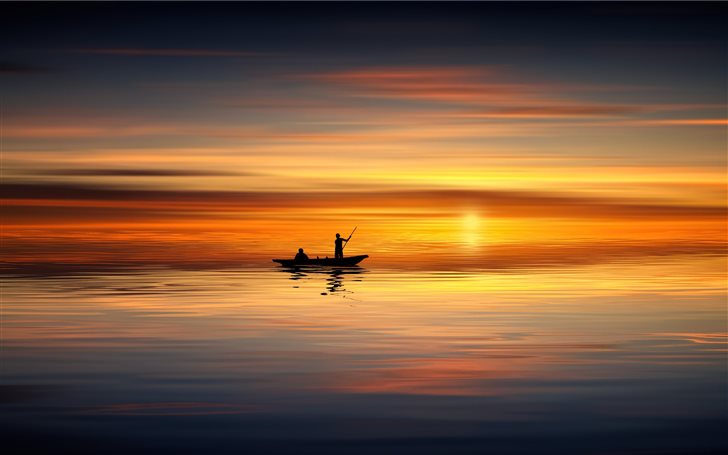 silhouette photo of person on boat Mac Wallpaper