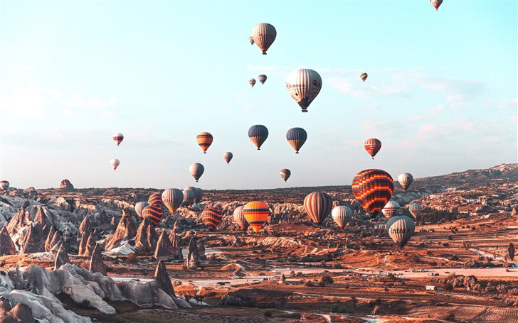 lots of hot air balloons flying Mac Wallpaper