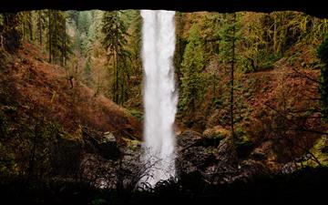 time lapse photo of waterfalls iMac wallpaper