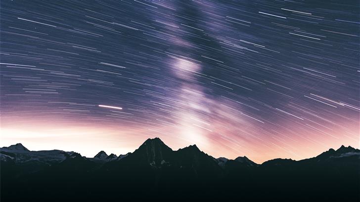 stars and mountains during night Mac Wallpaper