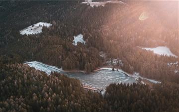 birds eye photography of body of water near forest All Mac wallpaper