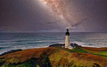 lighthouse under starry night MacBook Pro wallpaper