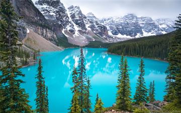 The world famous glacial blue water and 10 peaks o iMac wallpaper