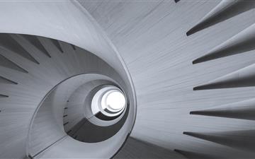 greyscale photography of spiral staircase MacBook Pro wallpaper