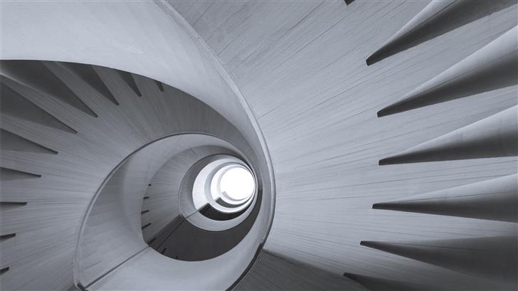 greyscale photography of spiral staircase Mac Wallpaper