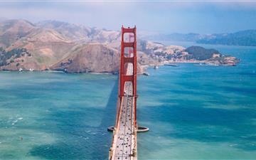 aerial view photography of Golden Gate Bridge duri MacBook Air wallpaper