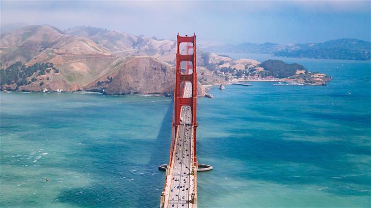 aerial view photography of Golden Gate Bridge duri Mac Wallpaper
