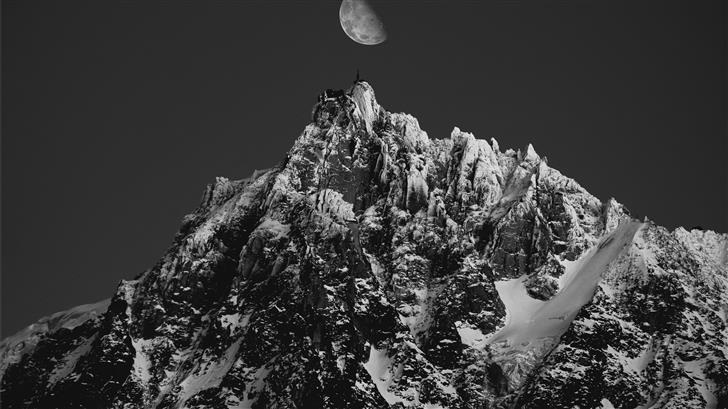 grayscale photo of mountain range Mac Wallpaper