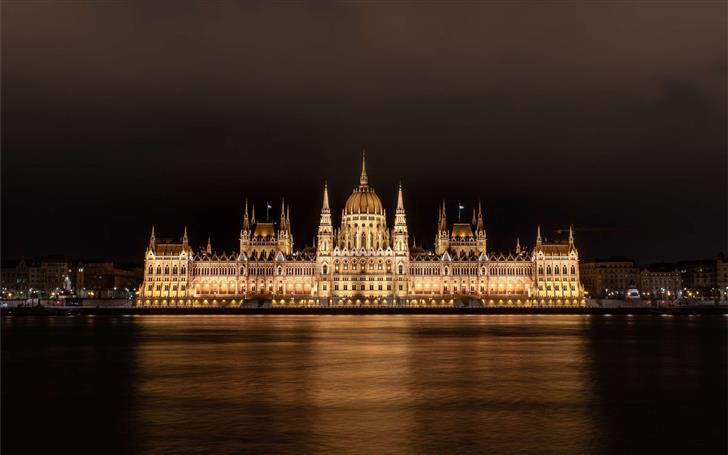Hungarian Parliament building at night Mac Wallpaper