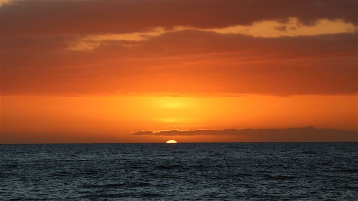 sunset hawaii orange tropical ocean sea water 5k Mac Wallpaper