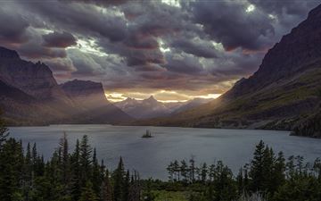 sunset at st mary lake glacier national park 5k All Mac wallpaper
