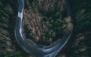 aerial photography of curved road All Mac wallpaper