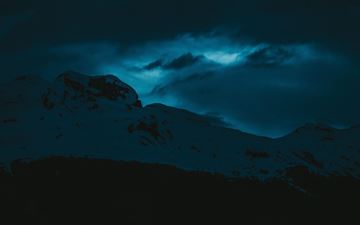dark evening snow covered mountains 5k All Mac wallpaper