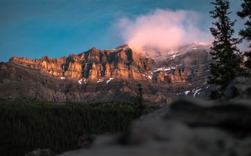 the view of mount temple banff national park iMac wallpaper