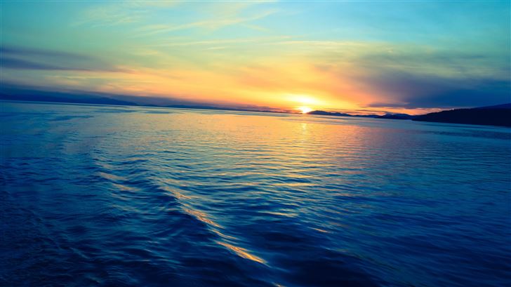 silent sunset ocean evening 5k Mac Wallpaper
