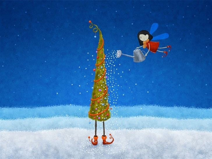 Tree Snowflakes Elf Greeting Cards Mac Wallpaper