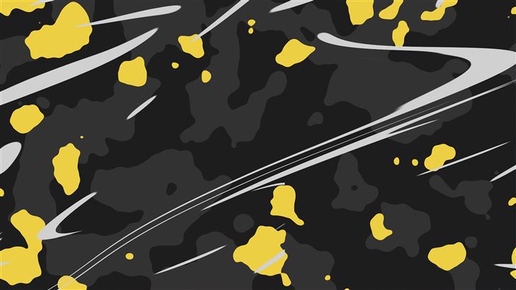 yellow color splash black abstract 8k Mac Wallpaper