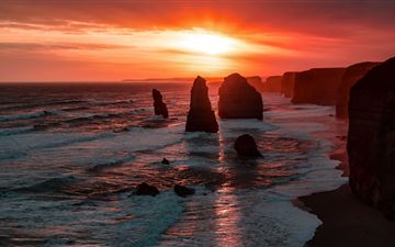 the twelve apostles coastline rock sunset 5k All Mac wallpaper
