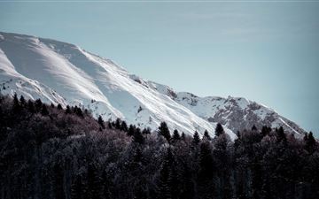 snow covered mountains landscape 5k iMac wallpaper