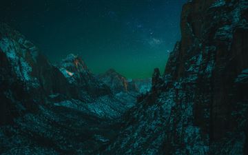 starry night in zion national park 5k iMac wallpaper