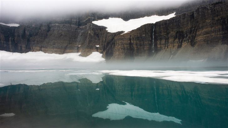 calm blue reflections grinnell lake at glacier nat Mac Wallpaper