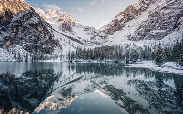 snow covered mountains 8k iMac wallpaper