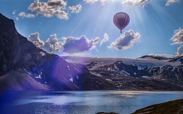 norway lake landscape air balloon 5k All Mac wallpaper