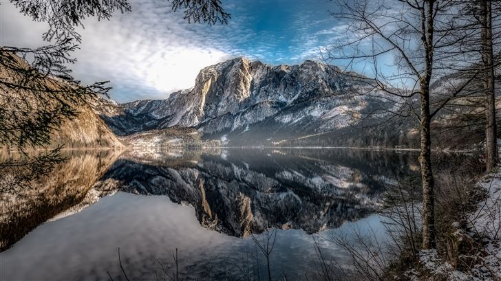 mountains lake austria scenery 5k Mac Wallpaper