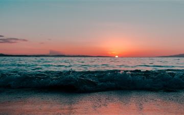 sea shore ocean during sunset All Mac wallpaper