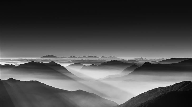 haze mountain landscape monochrome 5k Mac Wallpaper