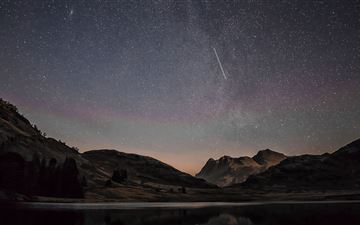 mountain range reflection shooting stars 8k MacBook Pro wallpaper