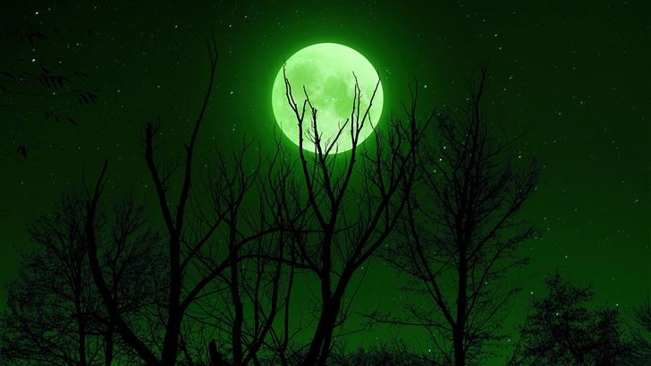 full moon green 5k Mac Wallpaper