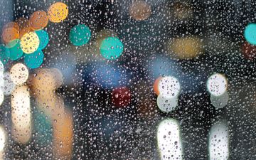 rainy day drops on glass lights bokeh 5k All Mac wallpaper