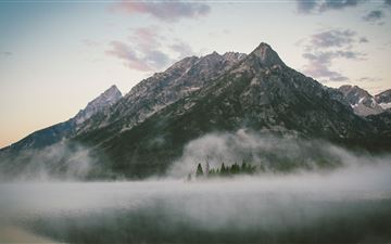 majestic mountains by lake 5k MacBook Air wallpaper